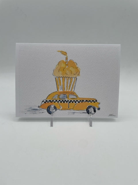 Taxi With Cupcake Birthday Card