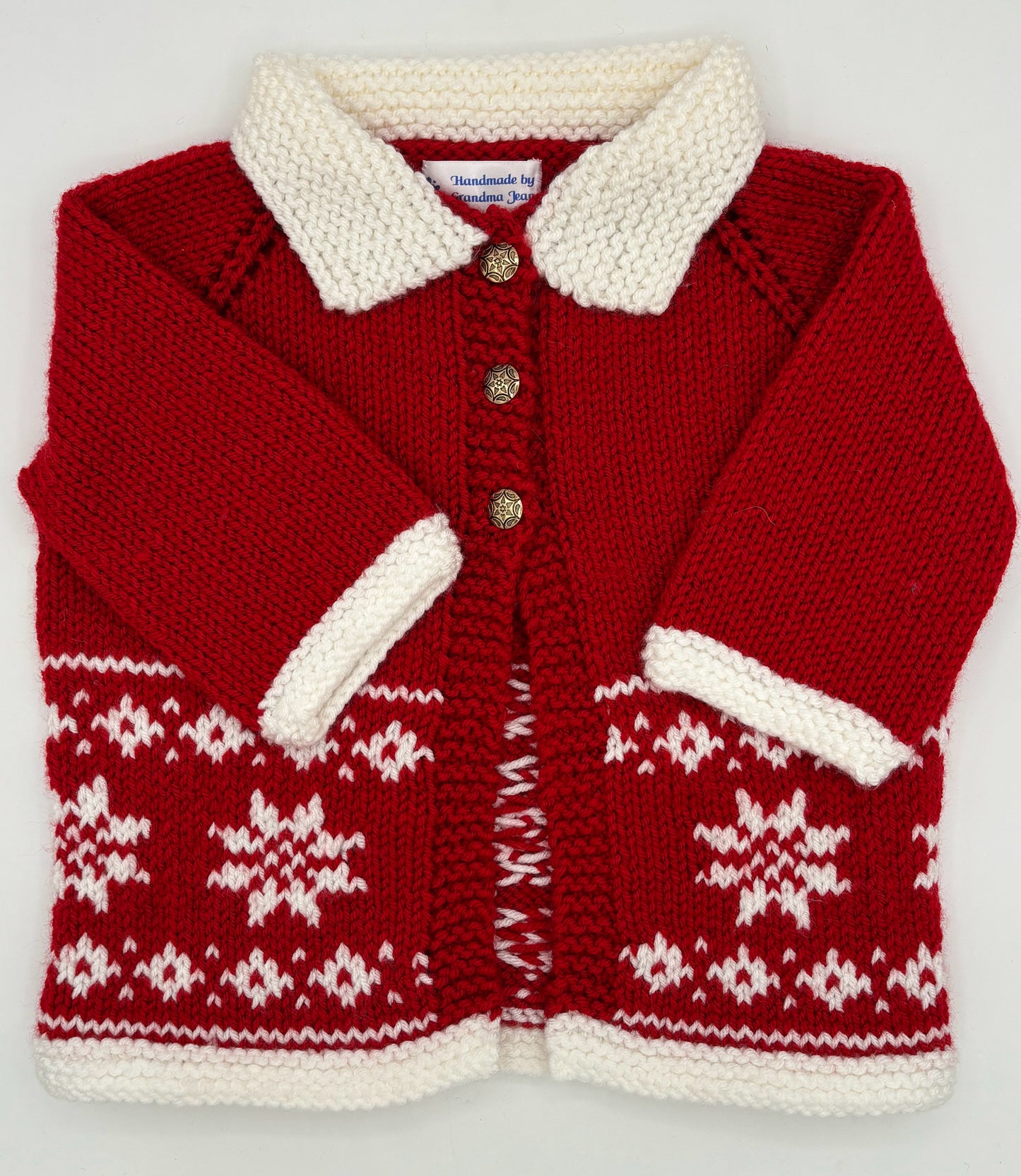 12 M Red and White Snowflake Knit Coat