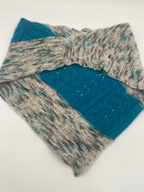 Blue Multi Wool Lace Knit Cowl