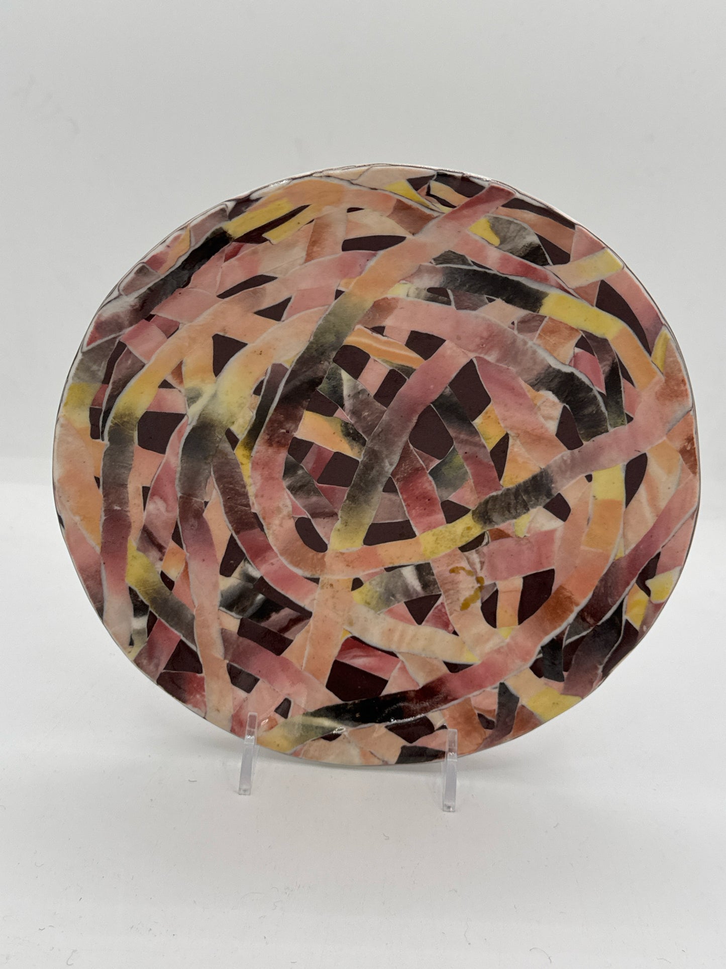 Small Round Porcelain Plate in Earth Tones