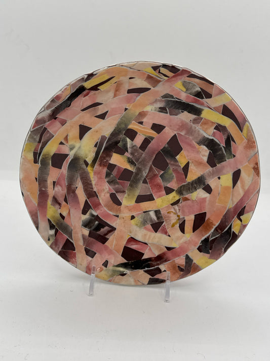 Small Round Porcelain Plate in Earth Tones