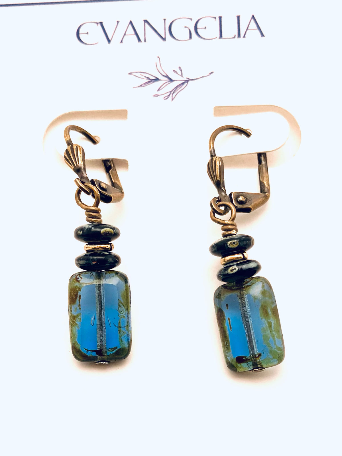 Czech Glass Earrings, Translucent Blue