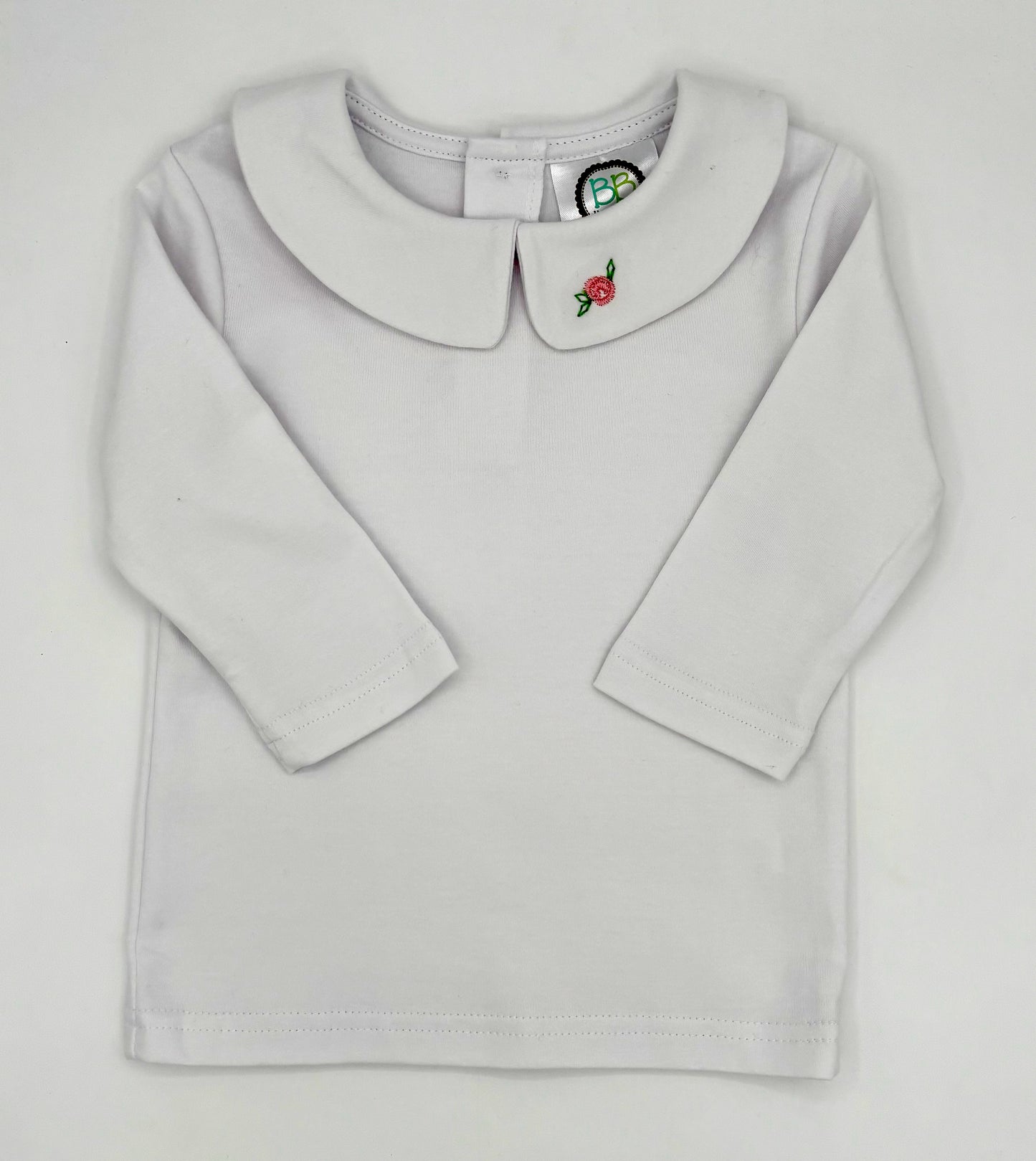 12 M Shirt - Girls Long Sleeve Peter Collar & Ruffle Sleeve