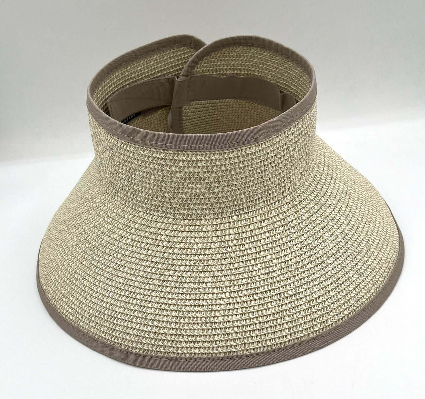 Adjustible White and Grey Large Brim Sun Visor