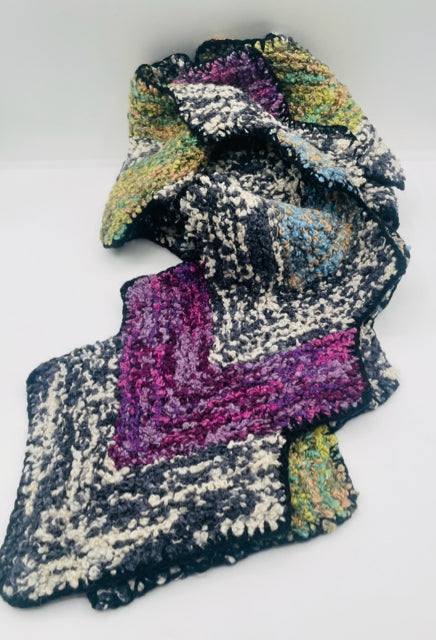 Multi Color Wool and Mohair Triangle Knit Scarf