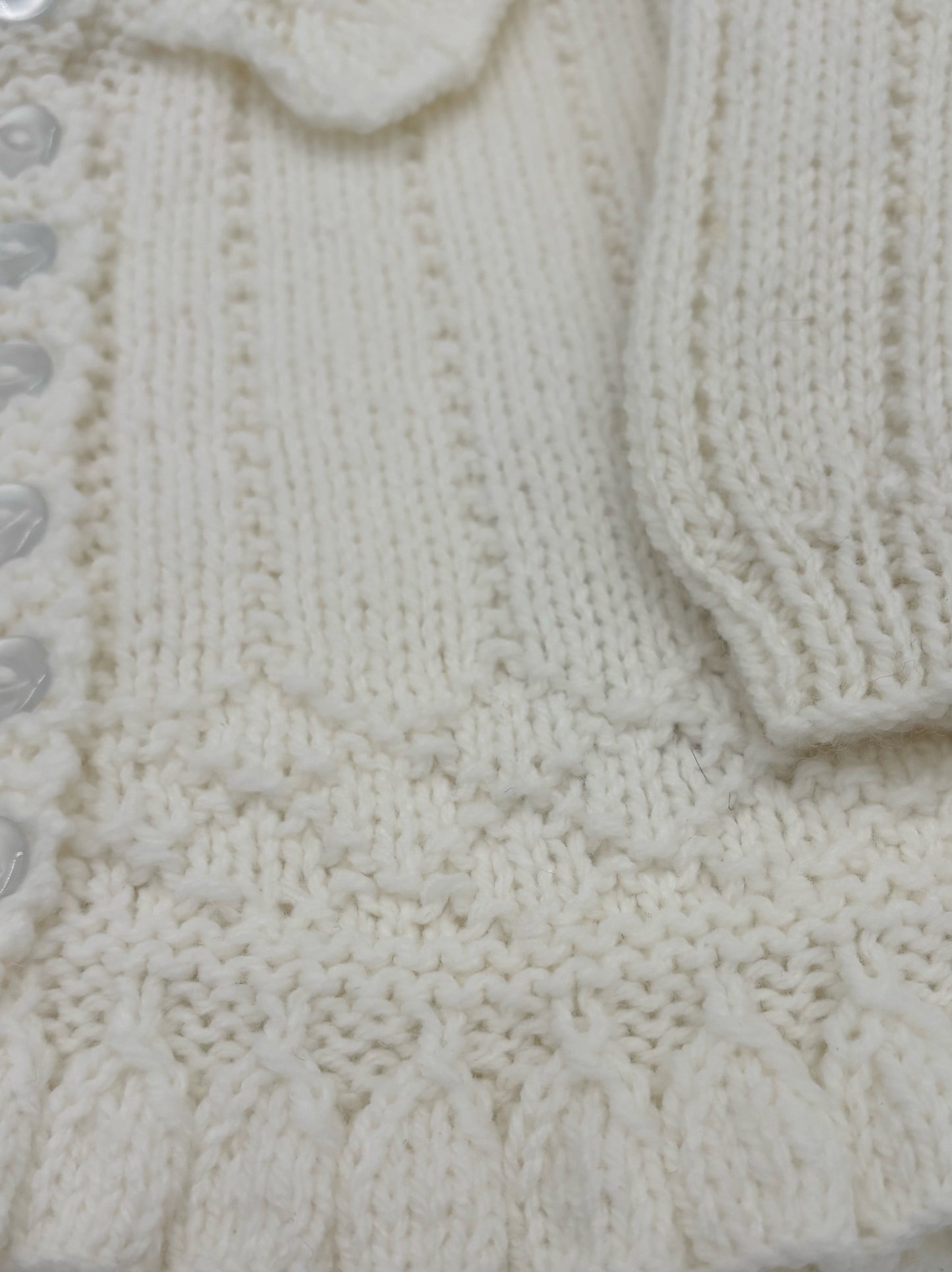 6-12 M White Acrylic Knit Cardigan with Peplum