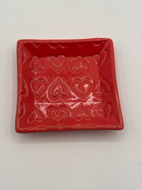 Square Trinket Dish With Heart Imprints