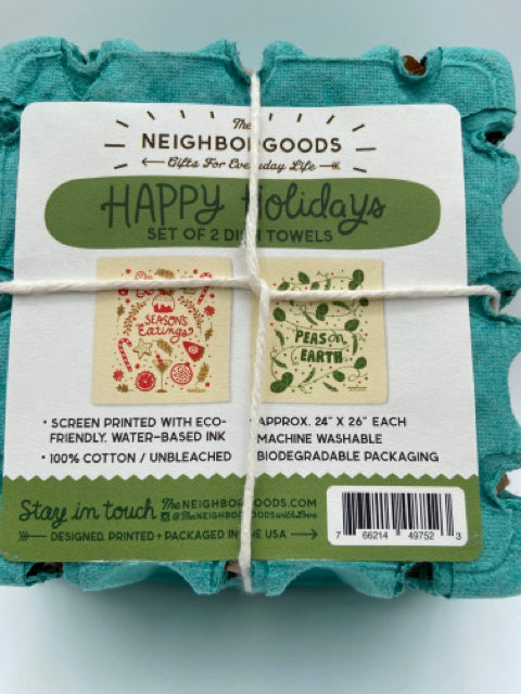 Holiday Gift Set - 1 each of Peas on Earth and Season's Eatings Towel