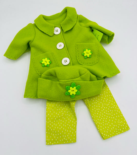 Lime Green w/White Fleece Coat/Hat/Pants for 18" Doll