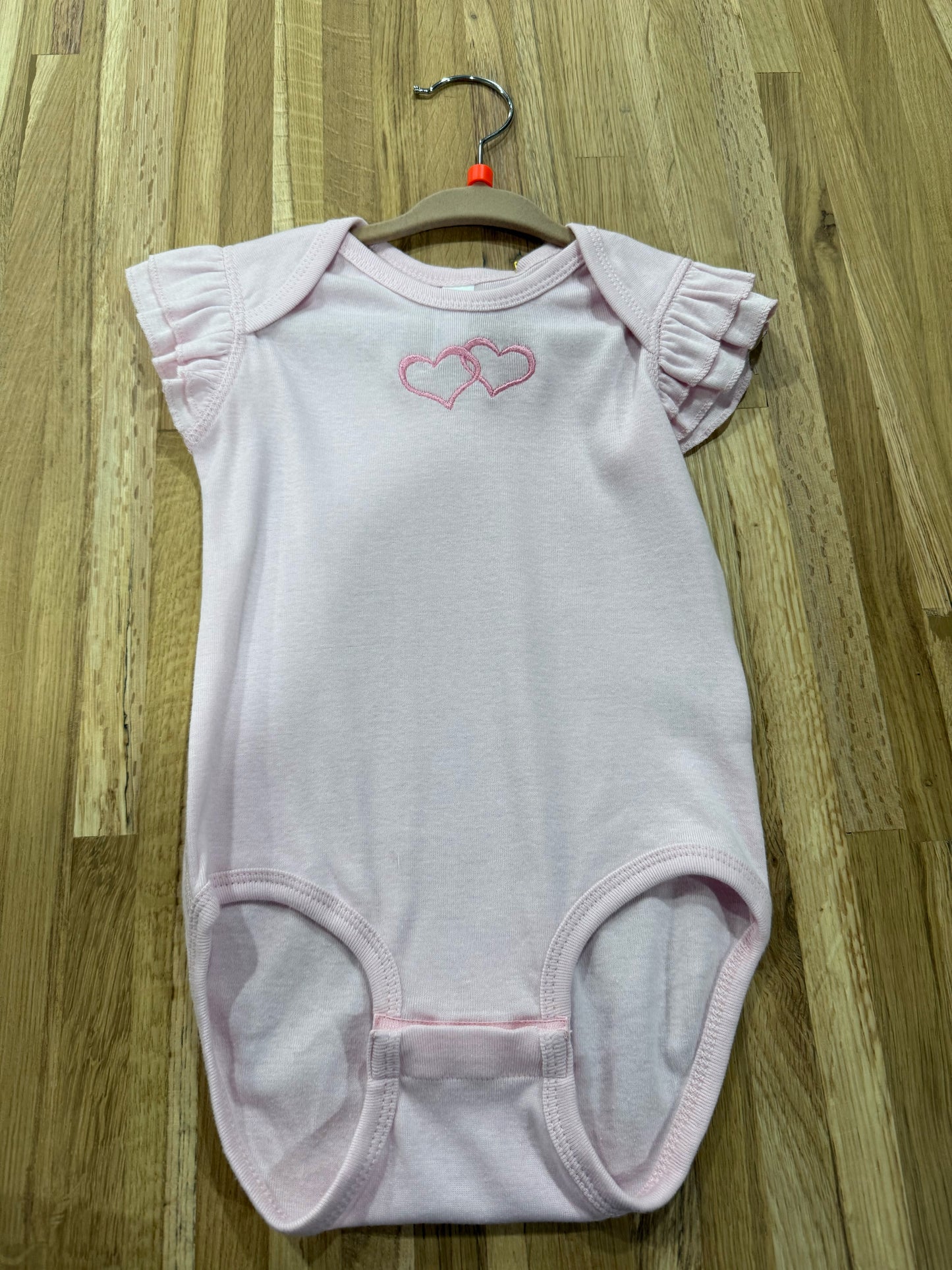 12 M Onesie - Pink Flutter Sleeve