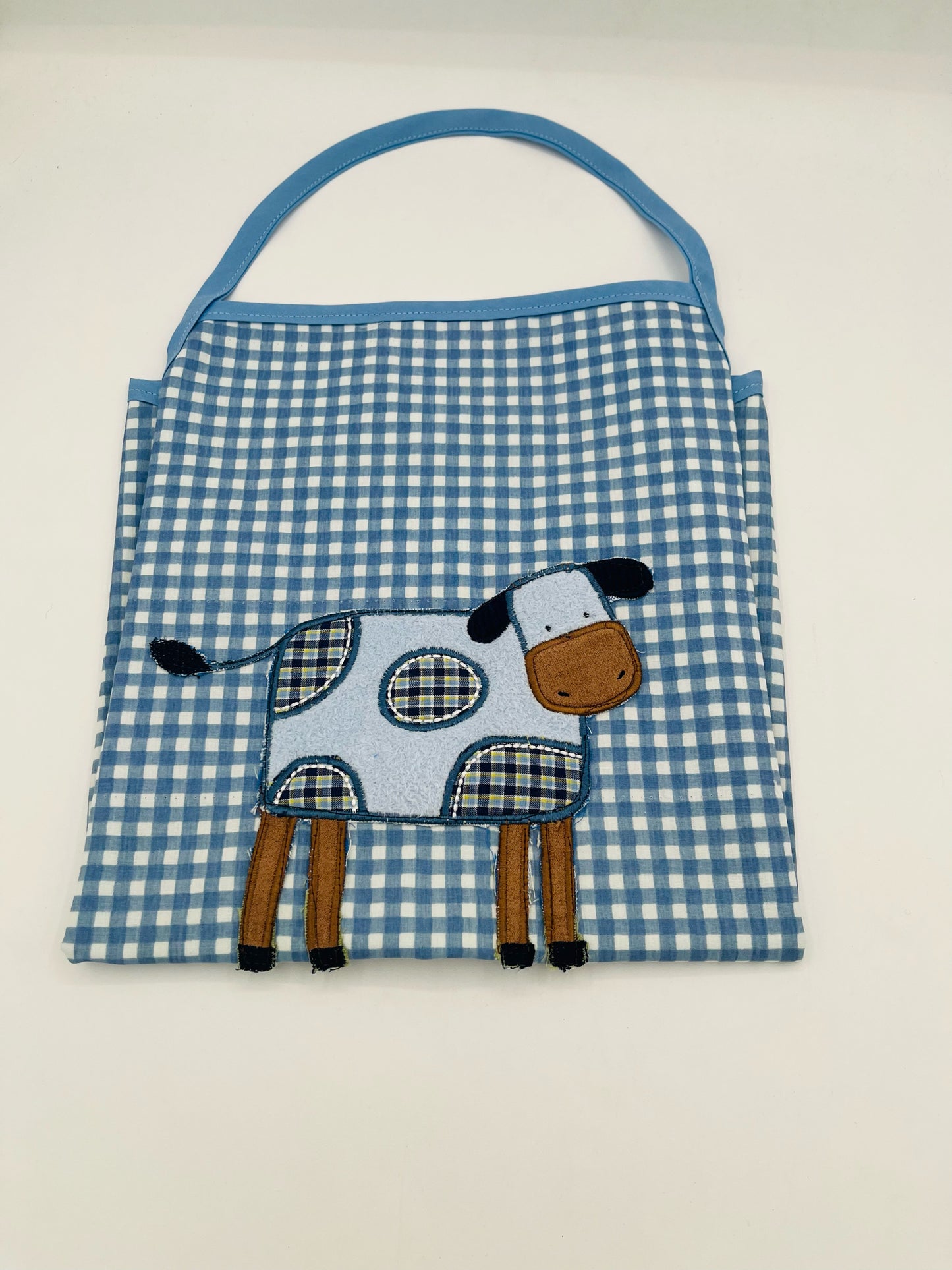 Blue Check Cow Apron
