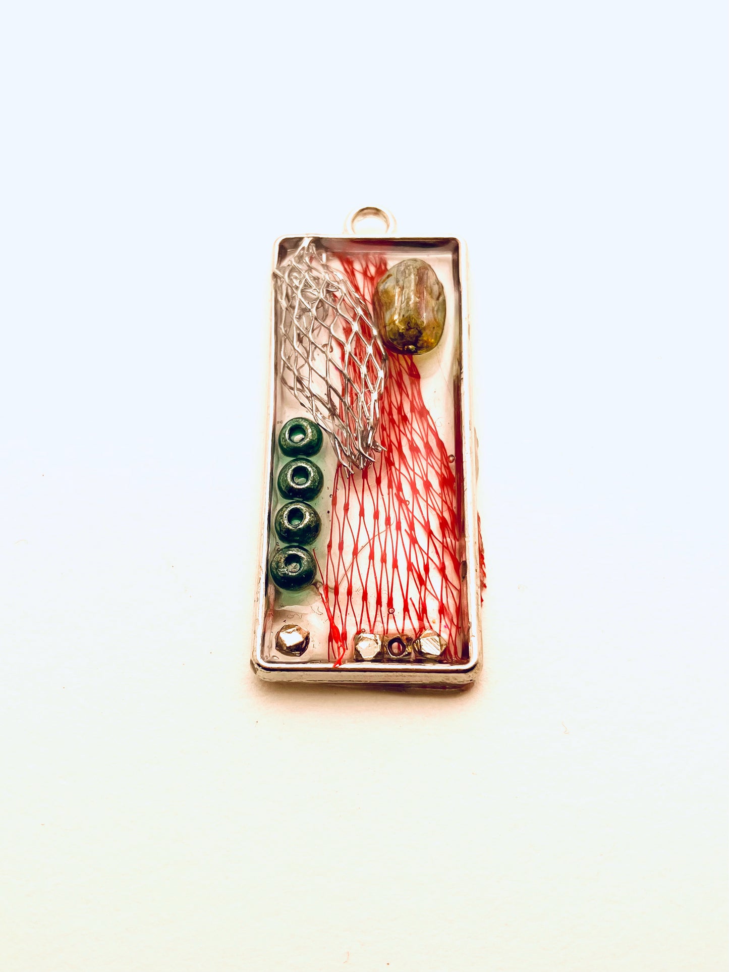 Small Resin Pendant, with Red Inlay