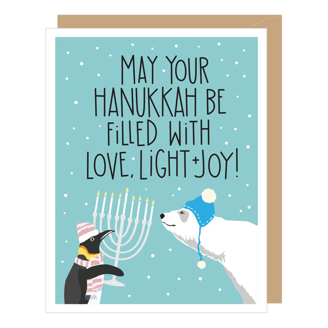Hanukkah Bear And Penguin Card