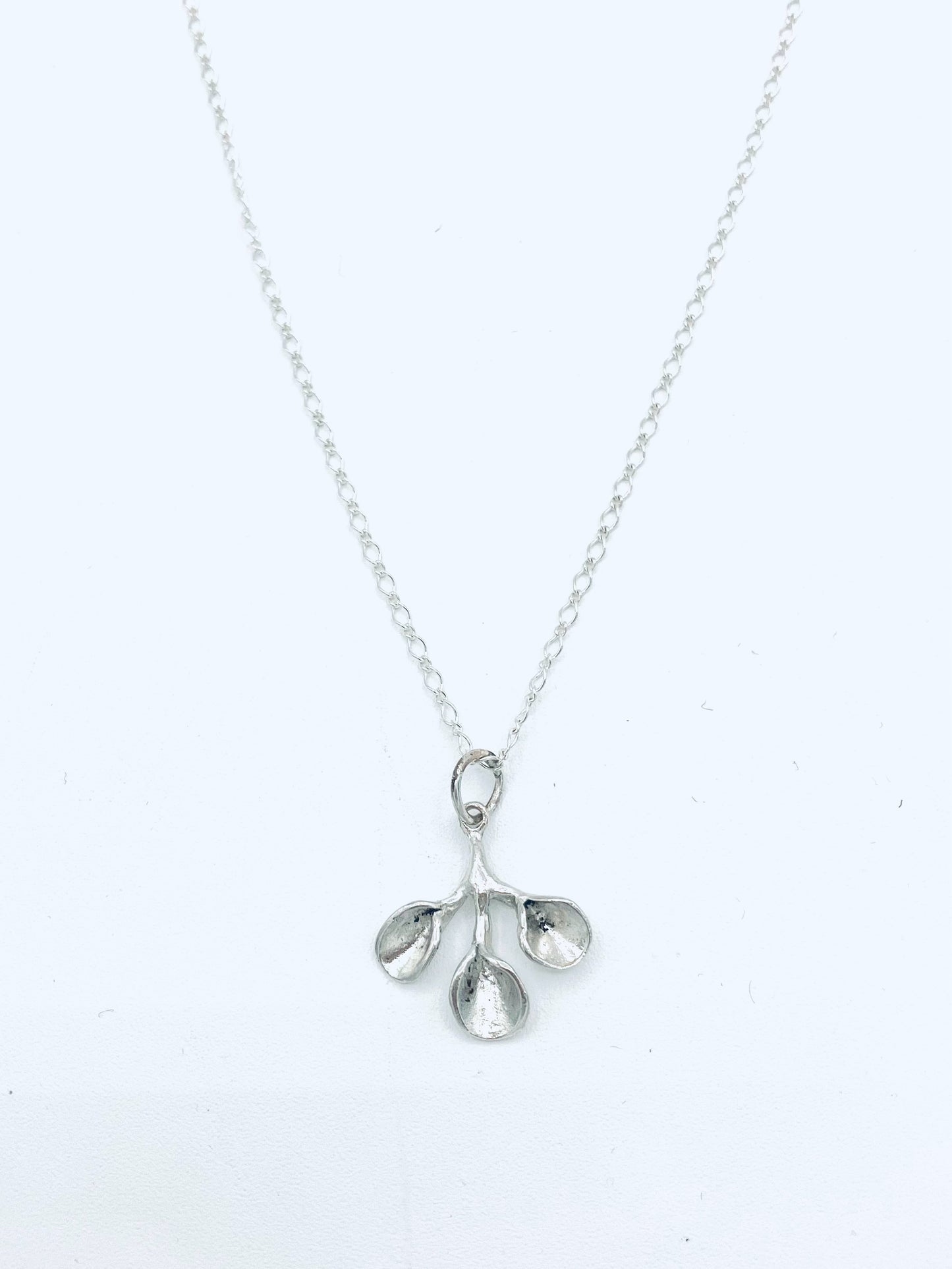 Small Flowering Branch Sterling Silver Necklace