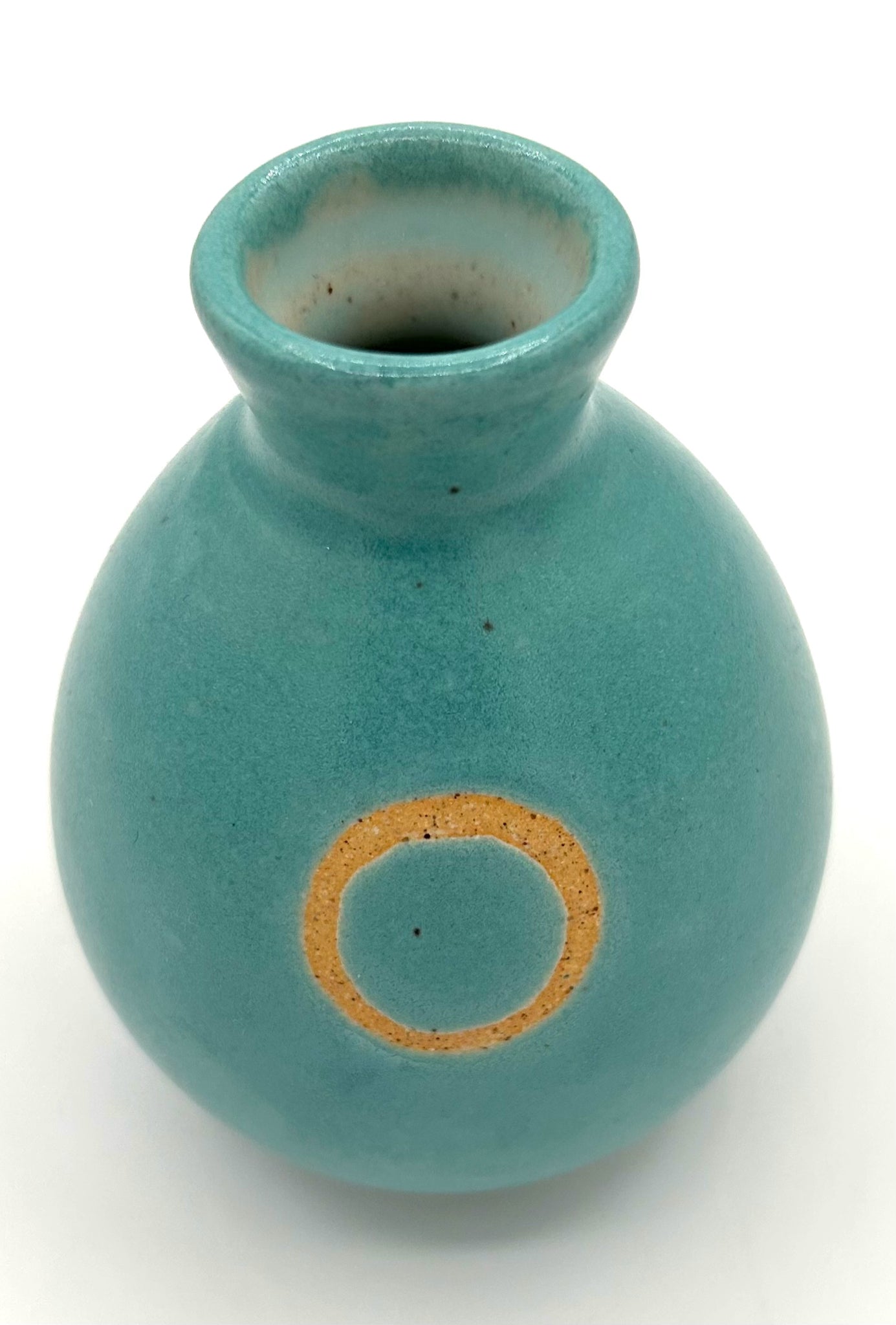 Robin Egg Blue Vase with Circle