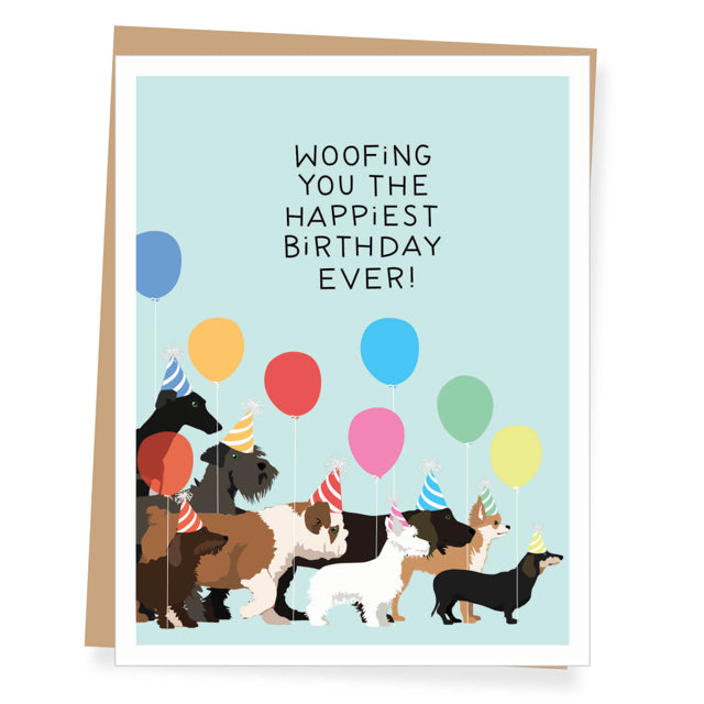 Dogwalk Happiest Birthday Card