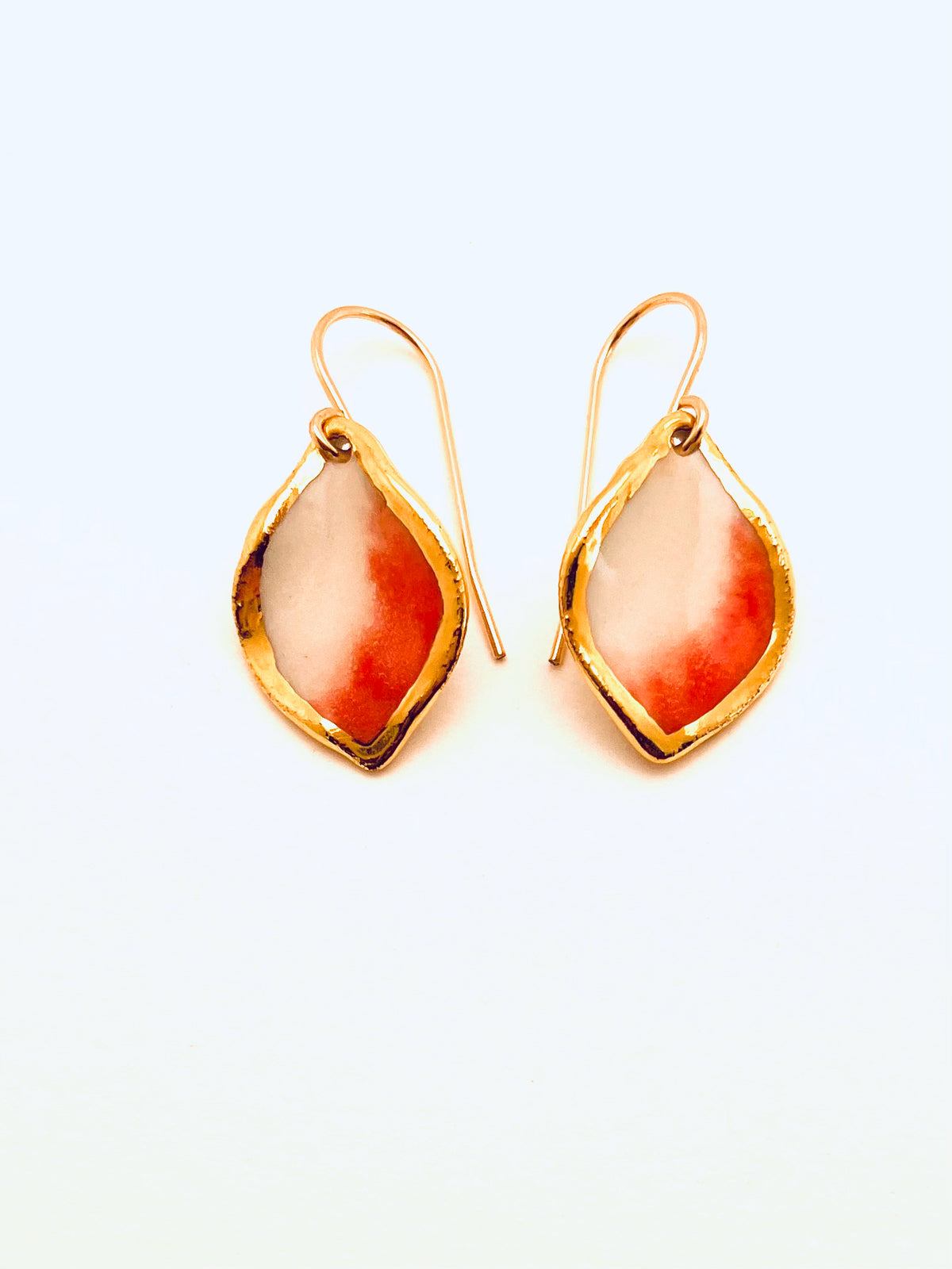Coral Reef Marquise Earrings, Red Glaze