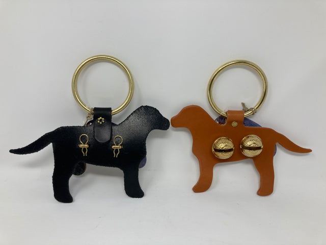 Black Lab Dog Leather Brass Bell