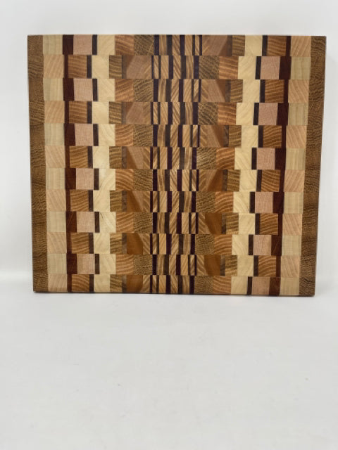 Endgaain Mixed Hardwood Cutting/Cheese Board With Finger Grips