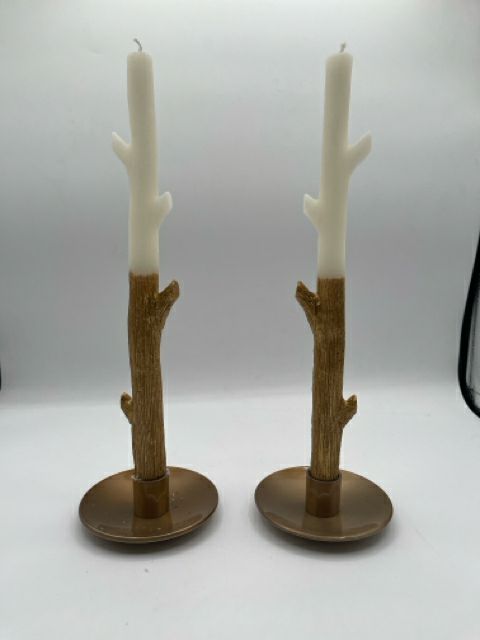 Boxed Set of Gold Stick Candle Set (2)
