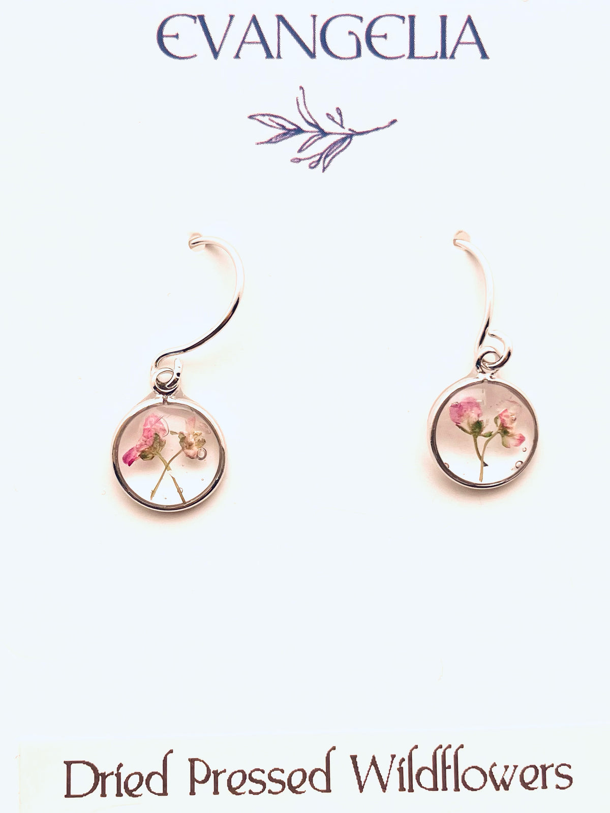 Dried Flower Earrings, Pink Blossoms