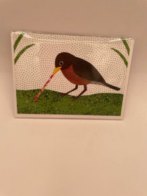 Robin With Worm Card