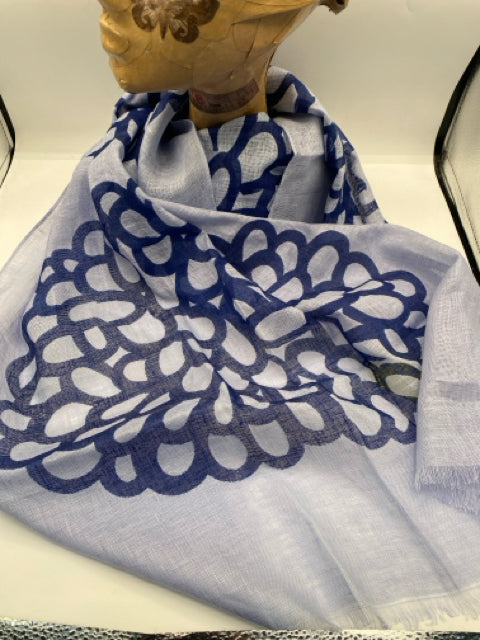Blue & Peri Clouds Linen Scarf
