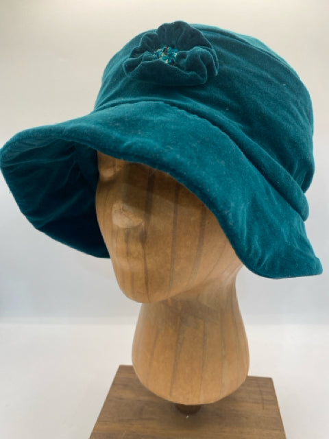 Teal Velvet Cloche Hat
