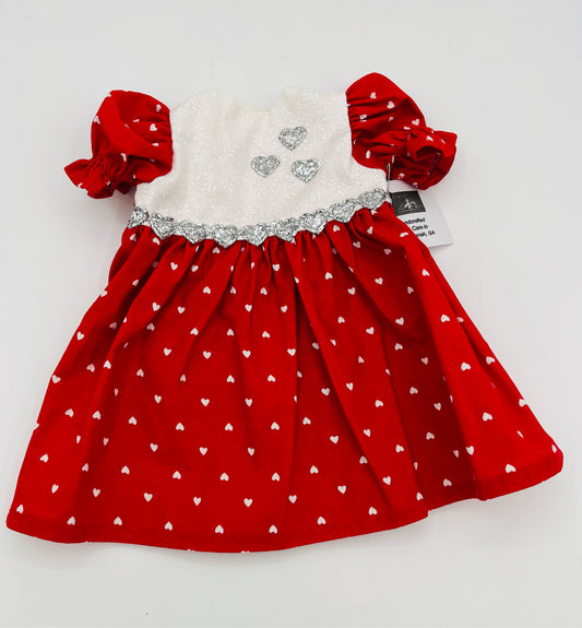 Red Heart Dress w/Silver Trim for 18" Doll