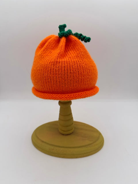 Orange Acrylic Pumpkin Knit Hat