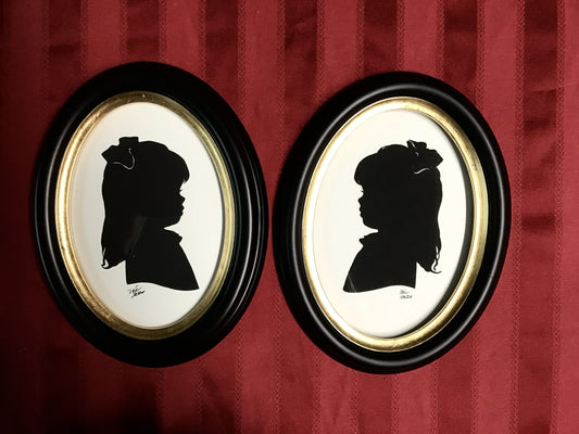 Original Silhouette and One Copy, Mounted in Two Oval Frames