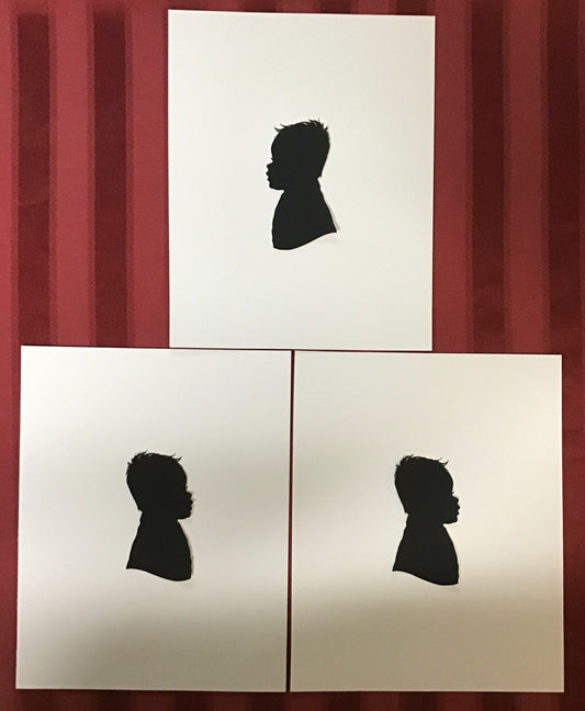 Original Silhouette and Two Copies, Mounted on Paper