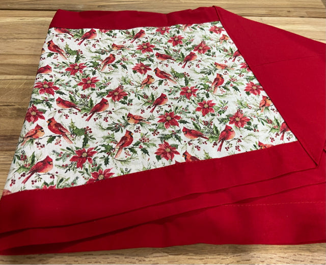 Cardinals & Poinsettia Print Table Runner