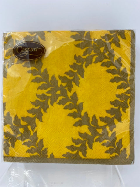 Acanthus Yellow Trellis Cocktail Napkins