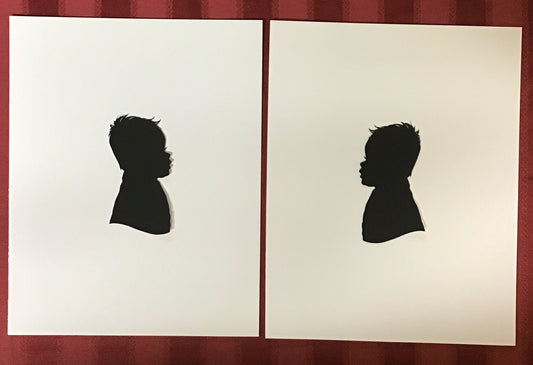 Original Silhouette and One Copy, Mounted on Paper