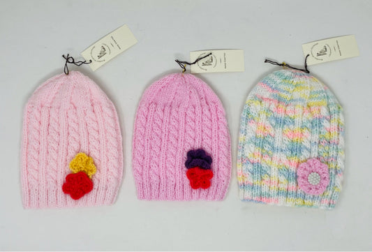 6-12 M Acrylic Pastel Cable Knit Hats