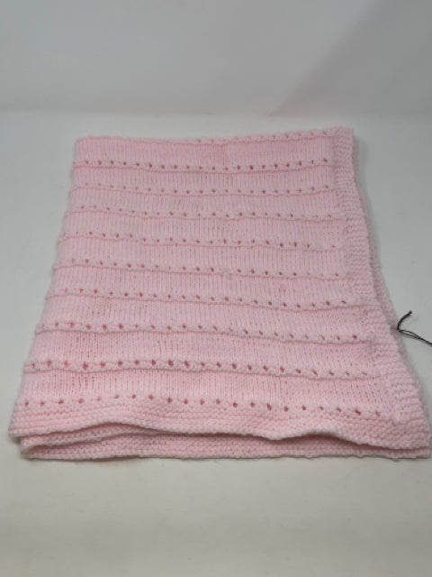 Pink Eyelet Acrylic Knit Blanket