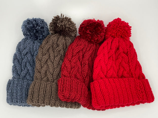 Child's Small Acrylic Pom Pom Hat in Assorted Colors