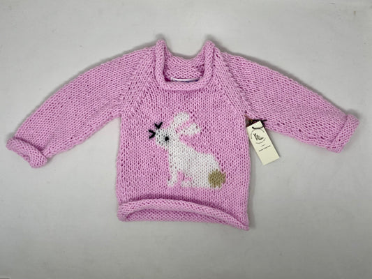 12-18 M Pink Acrylic Sweater with White Bunny