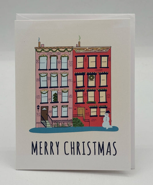 Two Buildings Merry Christmas Card