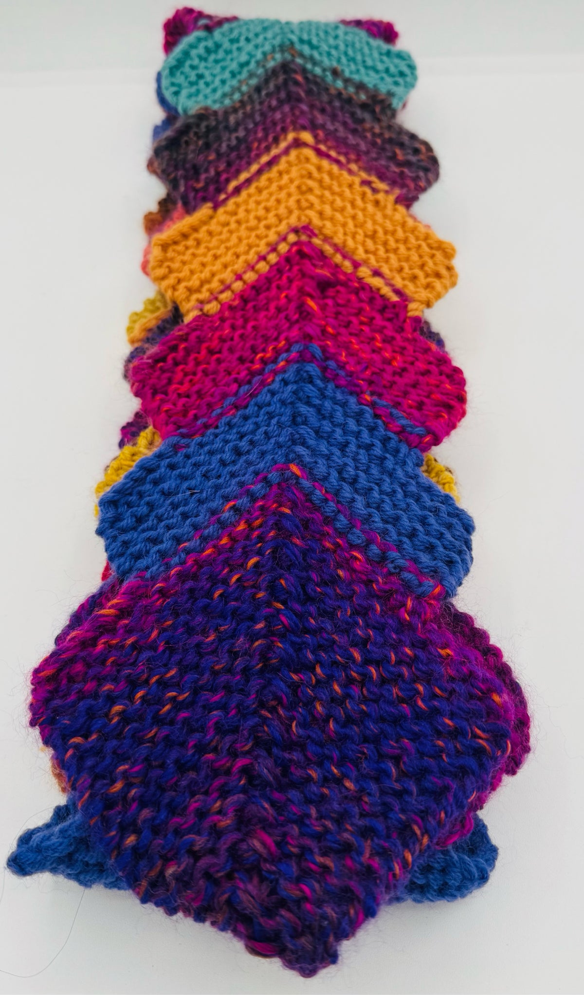 Wool Knit Scarf with Multi Triangles