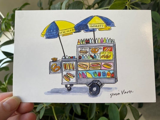 Hot Dog Cart Postcard