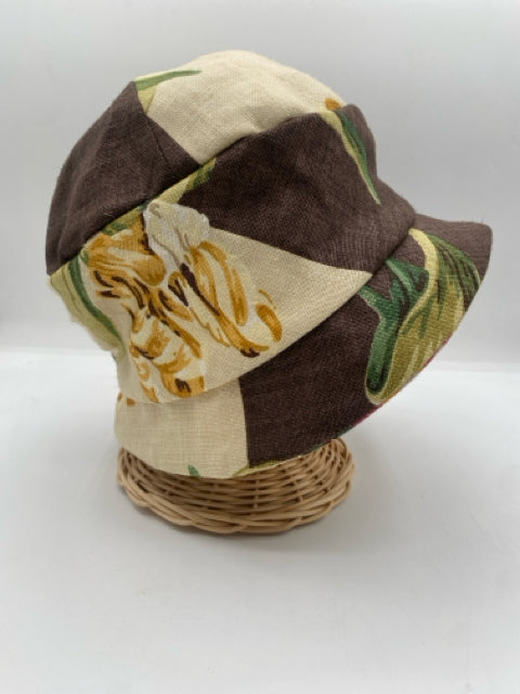 Brown Linen Patchwork Hat