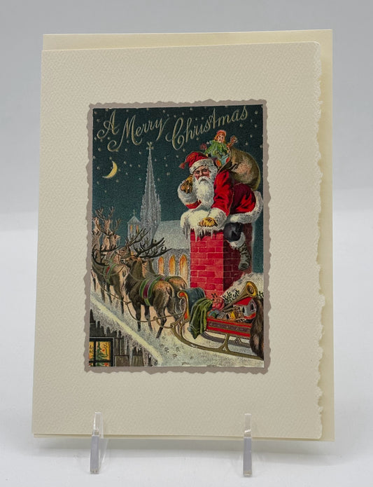 Rooftop Santa Christmas Card