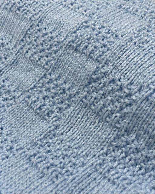 Light Blue Checkerboard Acrylic Knit Blanket