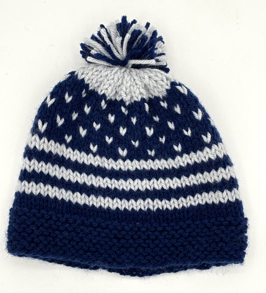 6-12 M Navy and Gray Acrylic Knit Beanie