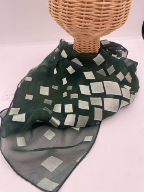 Green Squares Silk Scarf