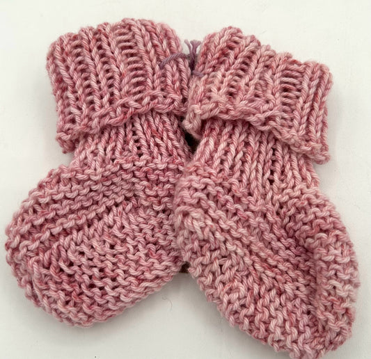 0-6 M Organic Cotton Knit Booties - Pink