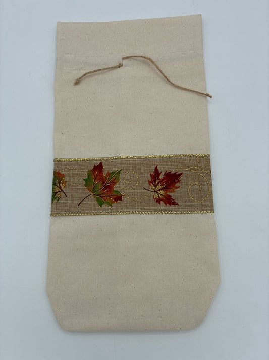 Muslin Gift Bag with Leaf Trim