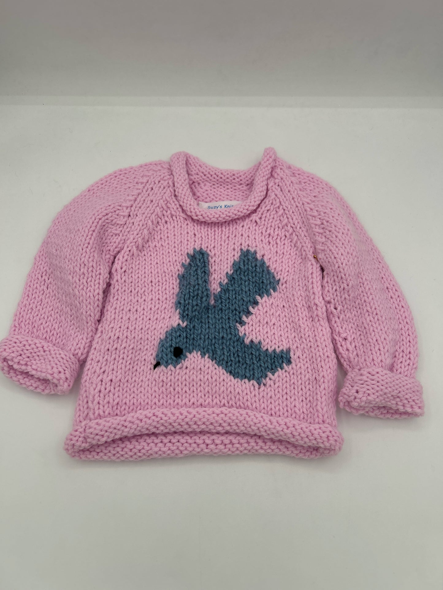 12 M Pink Acrylic Pullover w/ Blue Bird